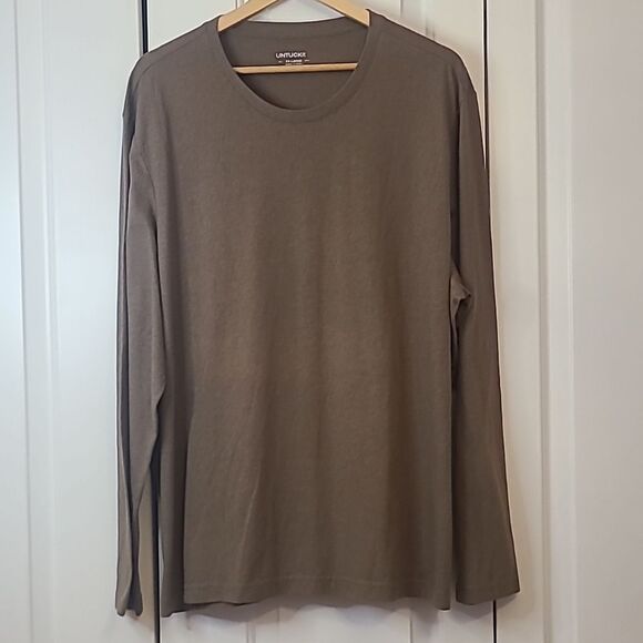 Untuckit Aston Heather Brown Long-Sleeve T-Shirt Size XXL - Picture 1 of 9